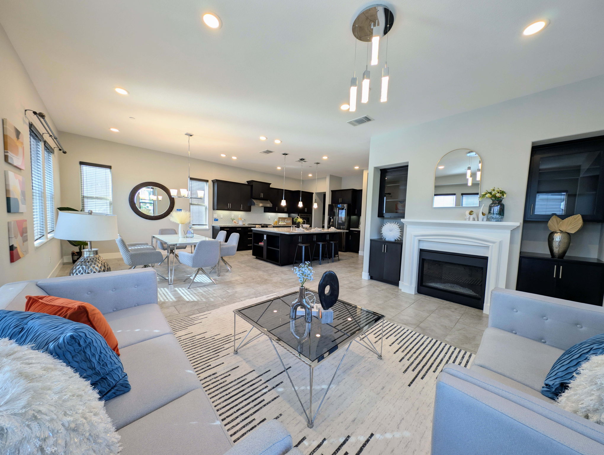 Open living room and kitchen